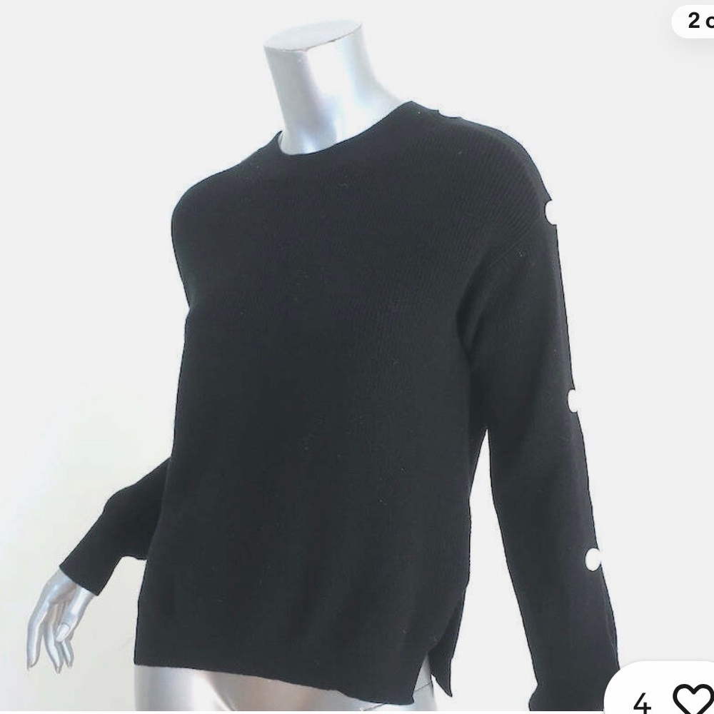 Helmut Lang Black cotton / cashmere  sweater  with White Button Detail